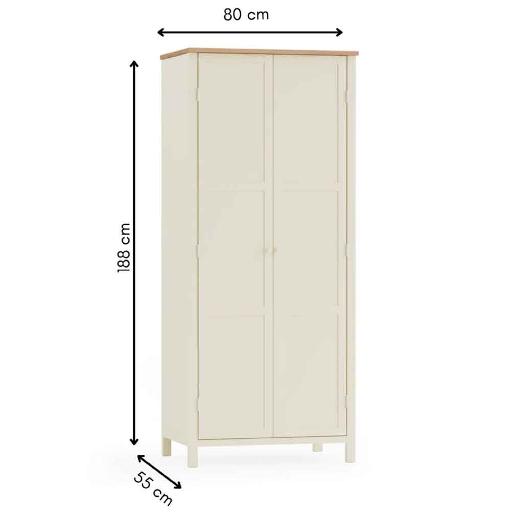 Calliope Wooden Wardrobe with 2 Doors in Ivory and Oak