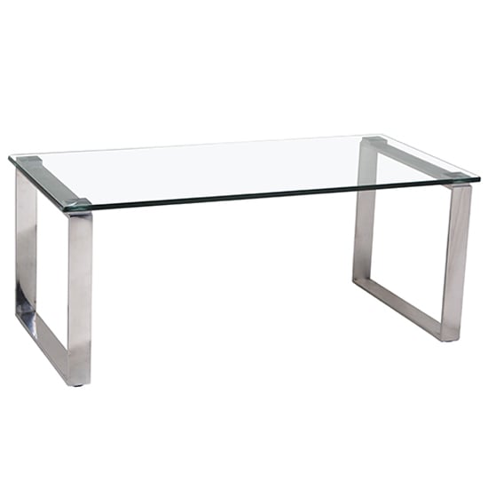 Product photograph of Callison Clear Glass Coffee Table With Stainless Steel Legs from Furniture in Fashion