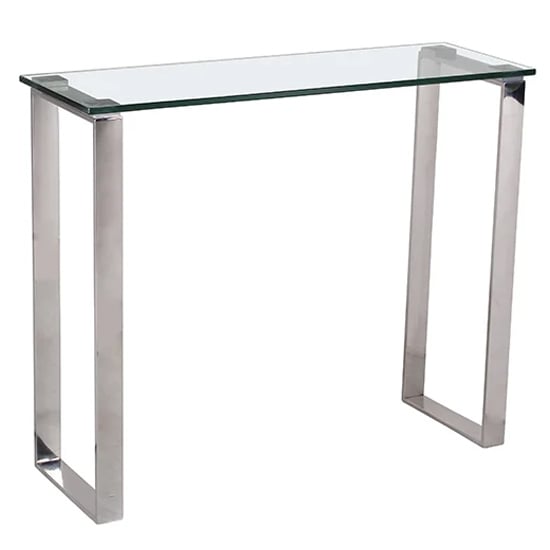 Read more about Callison clear glass console table with stainless steel legs