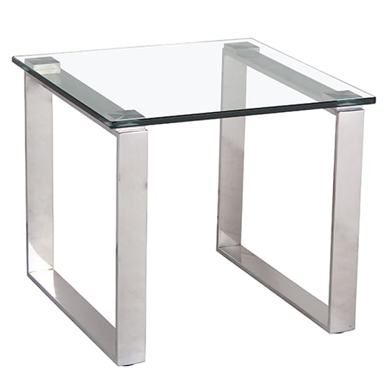 Read more about Callison clear glass lamp table with stainless steel legs