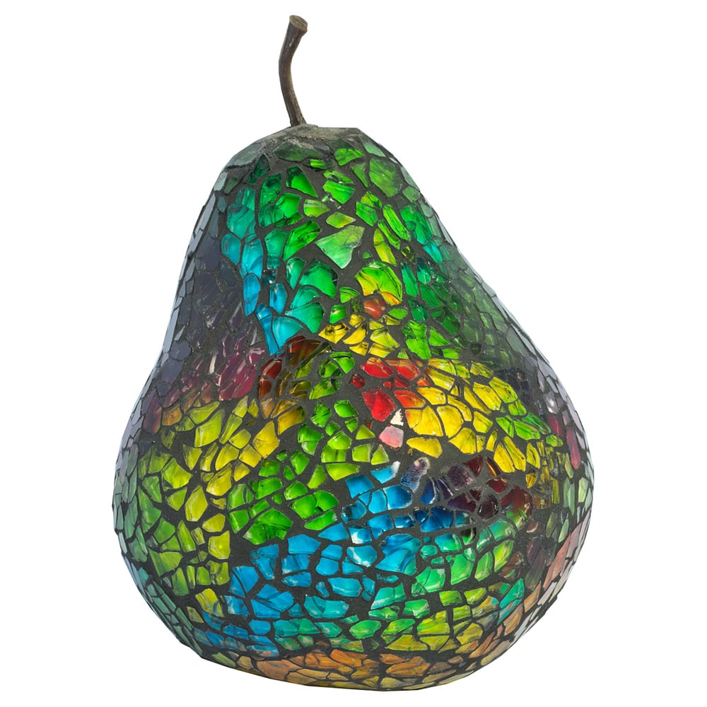 Clisson Decorative Mosaic Glass Pear Fruit In Rainbow
