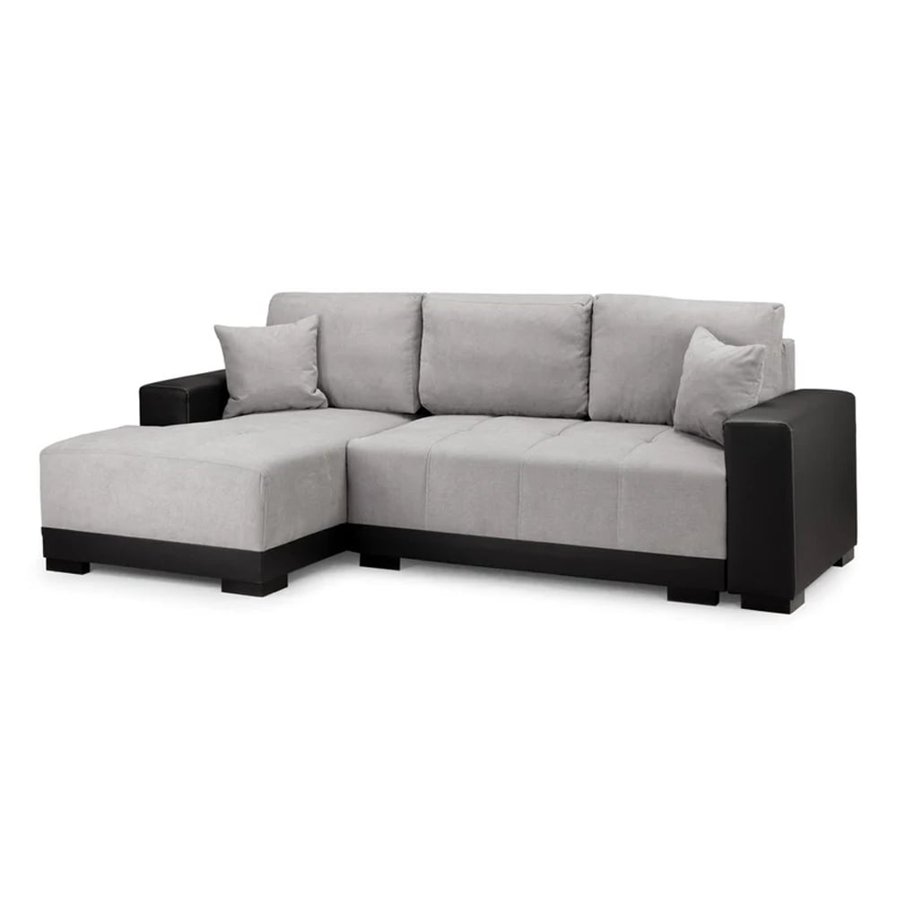 Read more about Callison velvet left hand corner sofa bed in black and grey