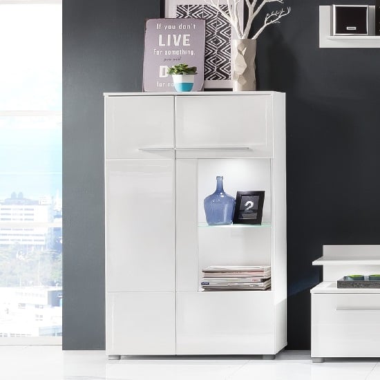 callum small display cabinet in white high gloss fronts and