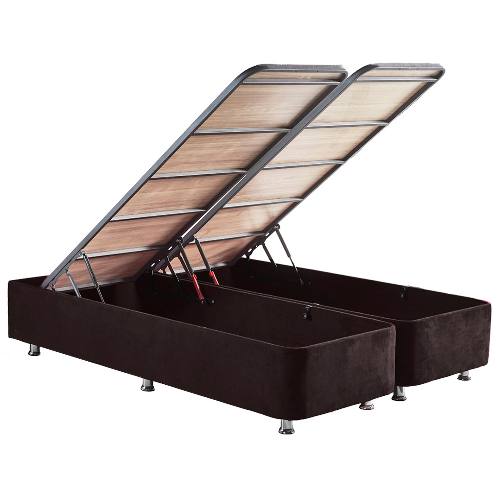 Caltrex Fabric Ottoman Storage King Size Bed with Headboard in Black