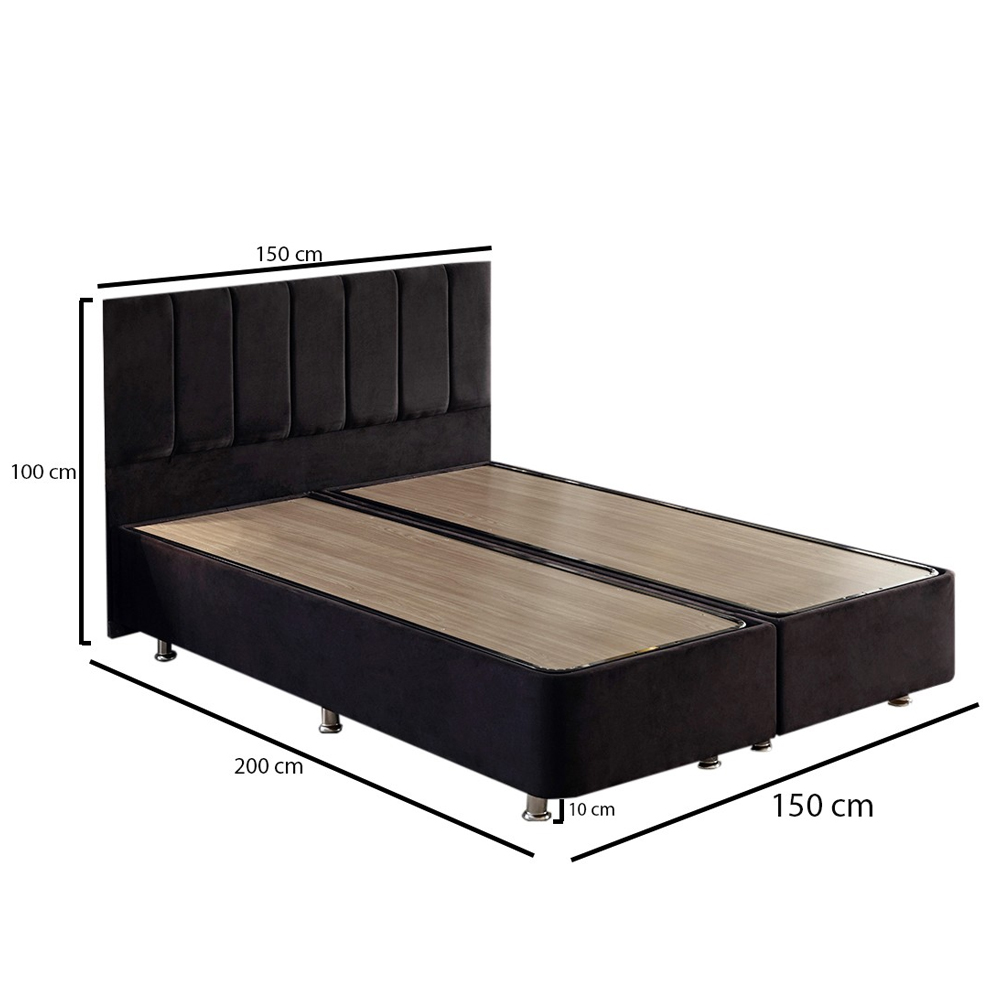 Caltrex Fabric Ottoman Storage King Size Bed with Headboard in Black