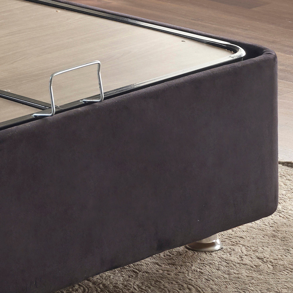 Caltrex Fabric Ottoman Storage Single Bed with Headboard in Black