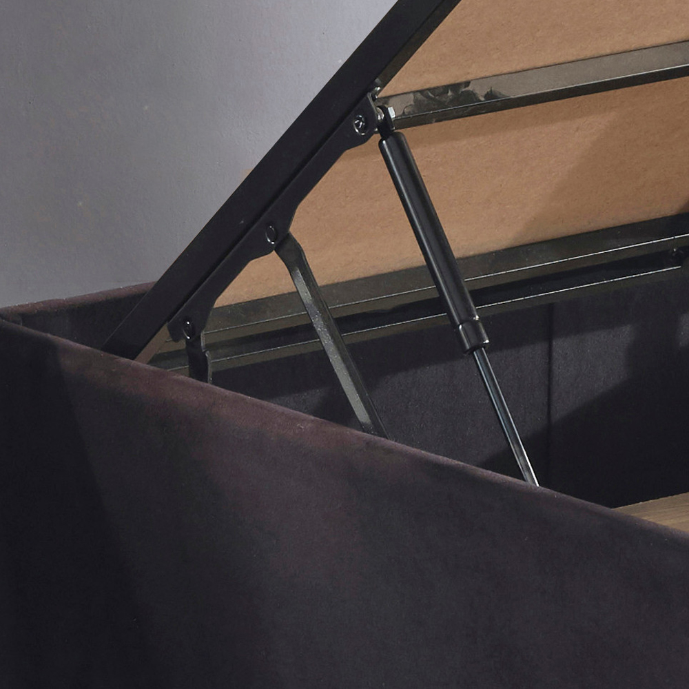 Caltrex Fabric Ottoman Storage Single Bed with Headboard in Black