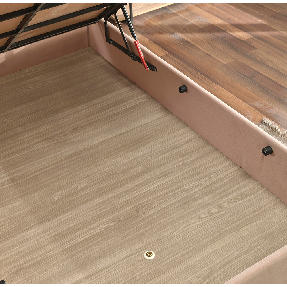 Caltrex Fabric Ottoman Storage Single Bed in Light Brown