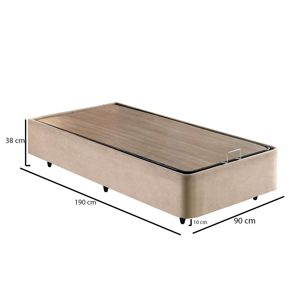 Caltrex Fabric Ottoman Storage Single Bed in Light Brown