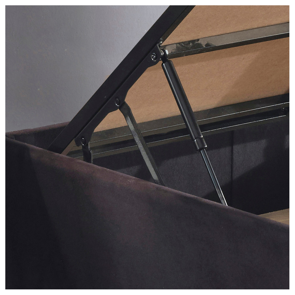 Caltrex Fabric Ottoman Storage Small Double Bed in Black