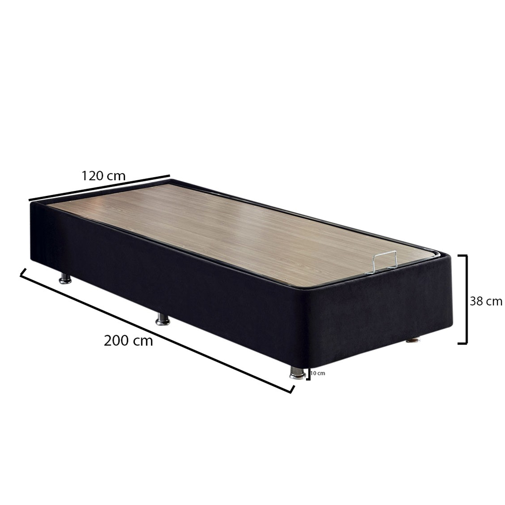 Caltrex Fabric Ottoman Storage Small Double Bed in Black