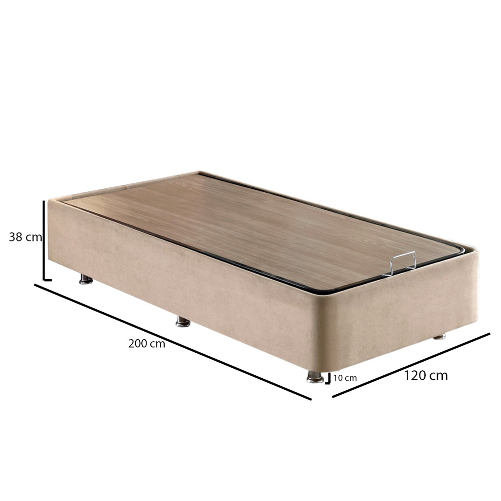 Caltrex Fabric Ottoman Storage Small Double Bed in Light Brown