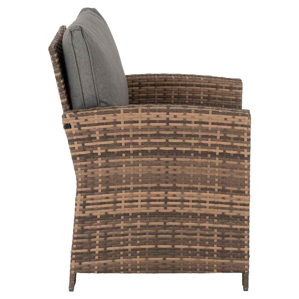 Calvero Rattan Corner Outdoor Lounge Set In Brown And Grey