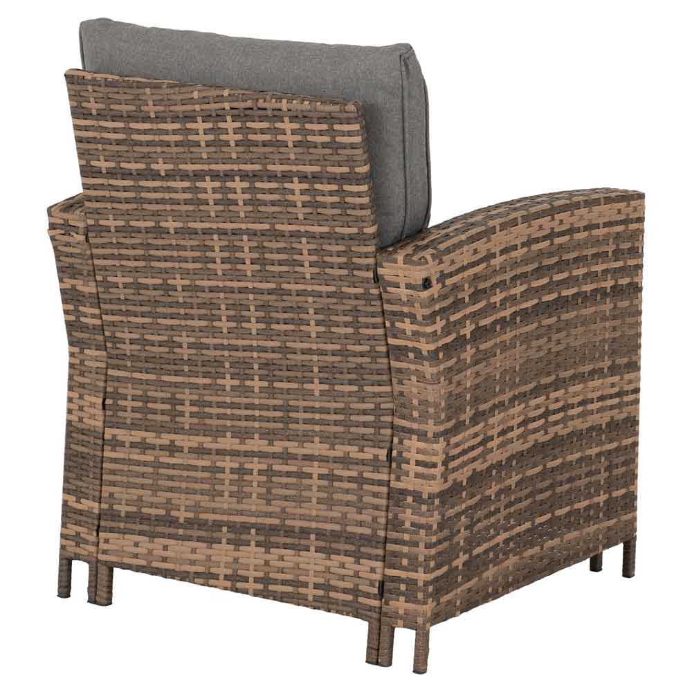 Calvero Rattan Corner Outdoor Lounge Set In Brown And Grey
