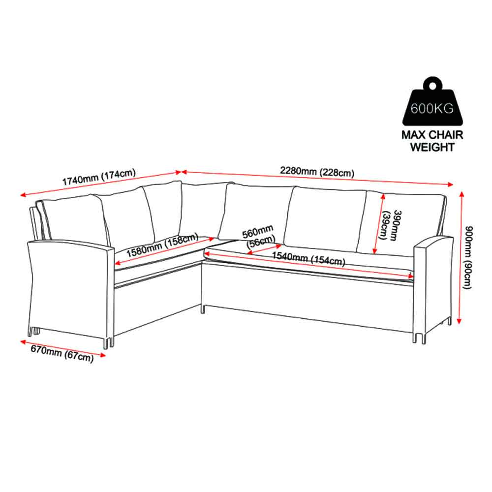 Calvero Rattan Corner Outdoor Lounge Set In Brown And Grey