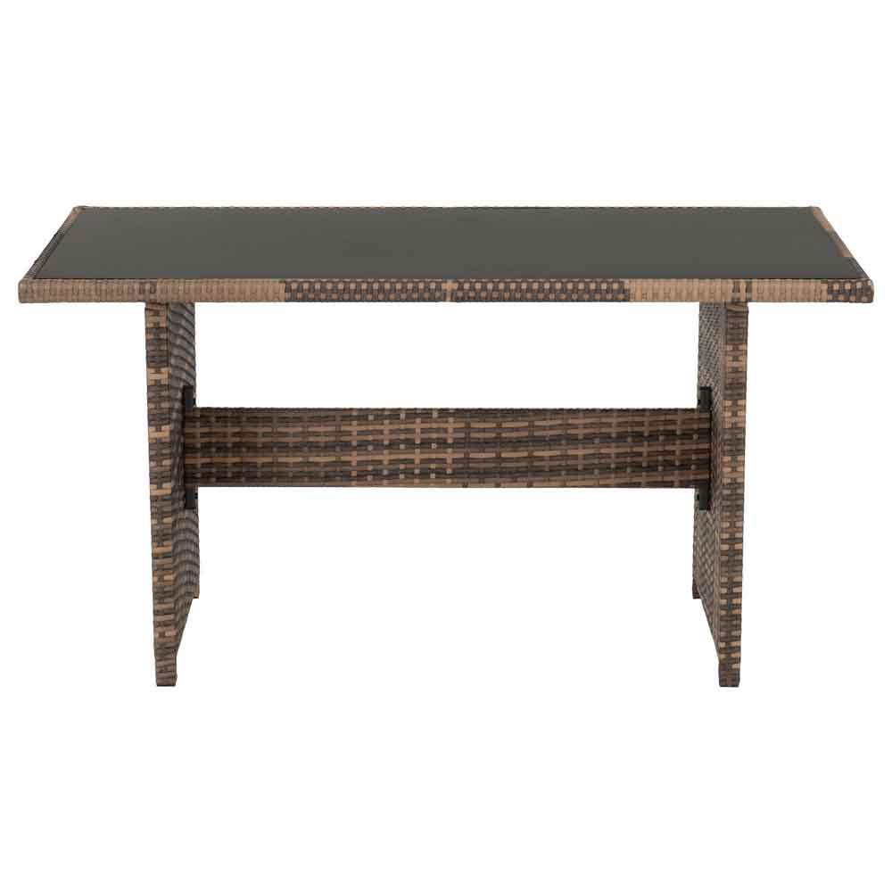 Calvero Rattan Corner Outdoor Lounge Set In Brown And Grey