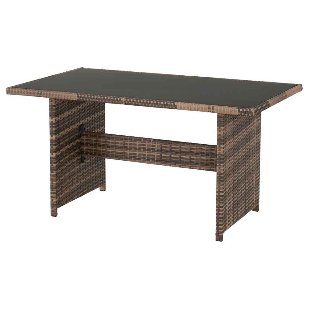 Calvero Rattan Corner Outdoor Lounge Set In Brown And Grey