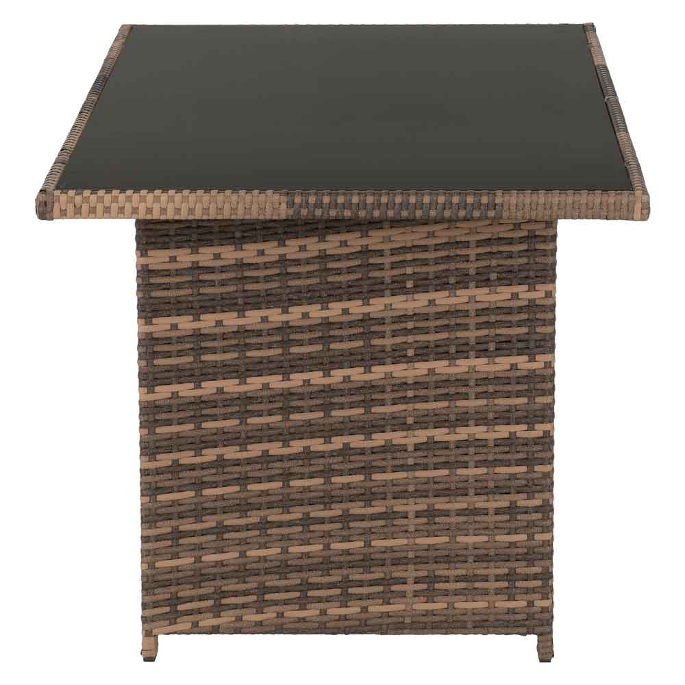 Calvero Rattan Corner Outdoor Lounge Set In Brown And Grey