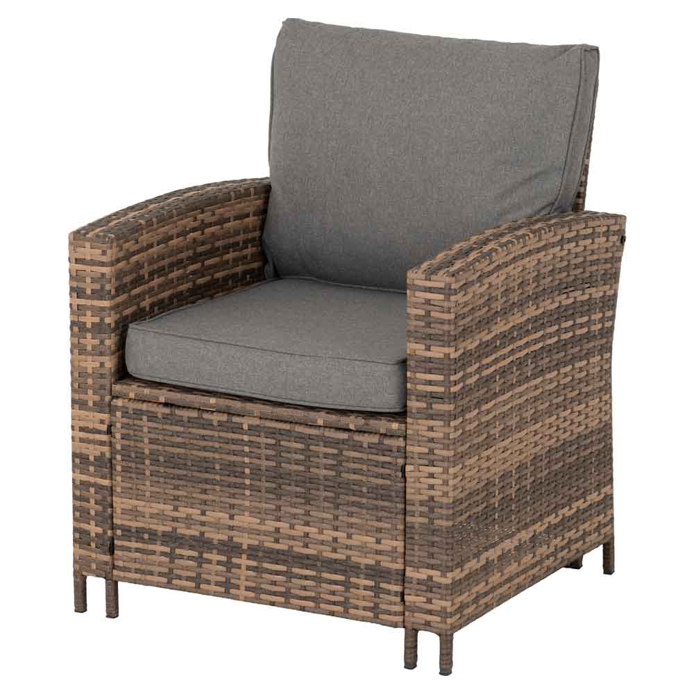 Calvero Rattan Corner Outdoor Lounge Set In Brown And Grey