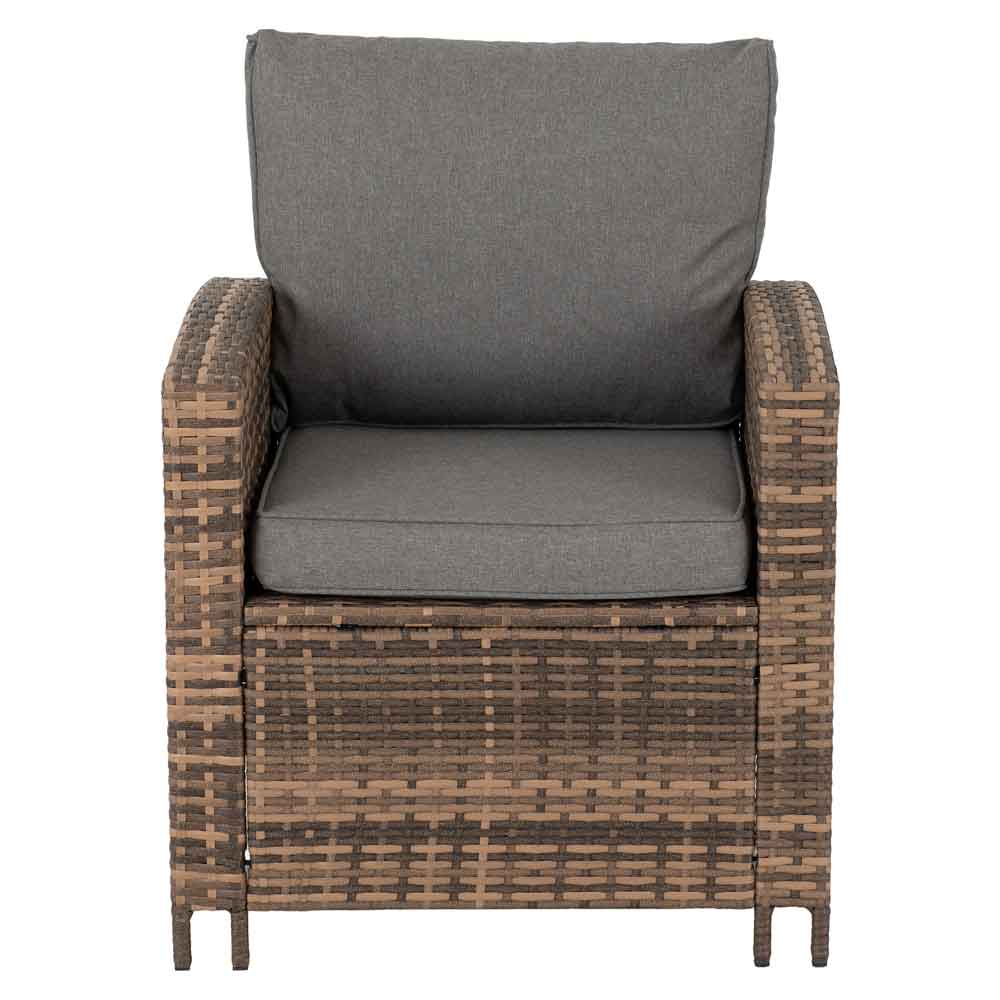 Calvero Rattan Corner Outdoor Lounge Set In Brown And Grey