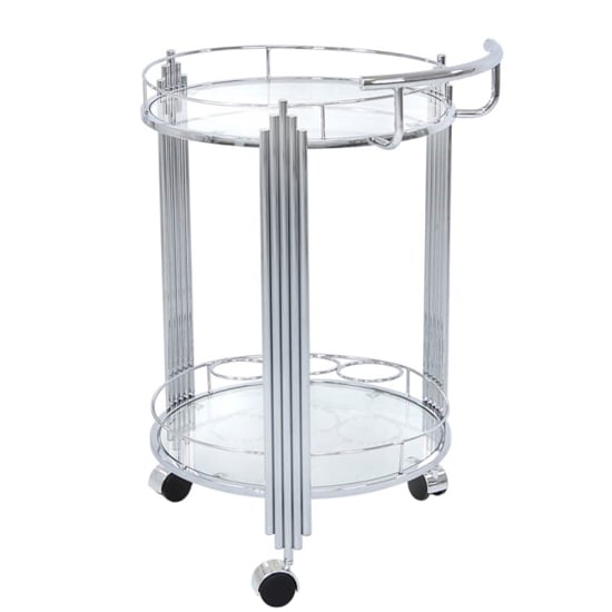 Product photograph of Calvi Clear Glass Drinks Trolley In Chrome Stainless Steel Frame from Furniture in Fashion
