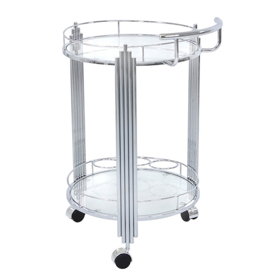 Calvi Clear Glass Drinks Trolley In Chrome Stainless Steel Frame at Furniture in Fashion