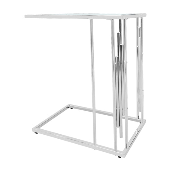 Product photograph of Calvi Clear Glass End Table In Chrome Stainless Steel Frame from Furniture in Fashion