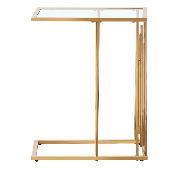 Calvi Clear Glass End Table In Gold Stainless Steel Frame