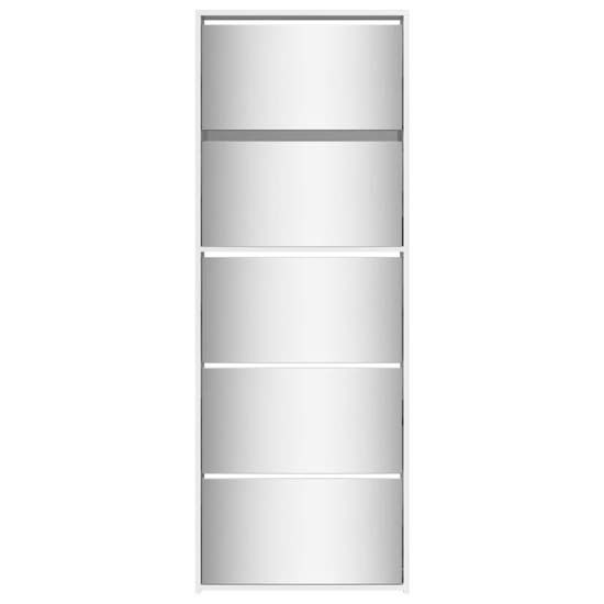 Calvi High Gloss Shoe Storage Cabinet 5 Mirror Layers In White