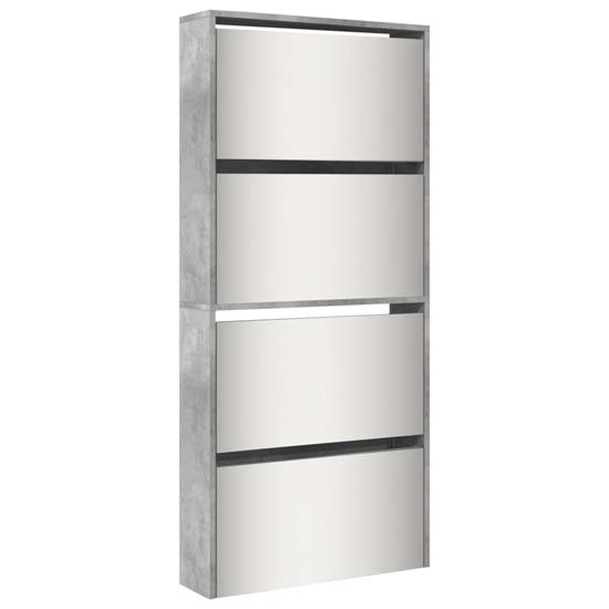 Calvi Shoe Storage Cabinet 4 Mirror Layers In Concrete Effect