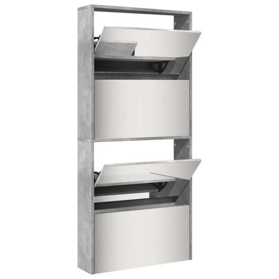 Calvi Shoe Storage Cabinet 4 Mirror Layers In Concrete Effect
