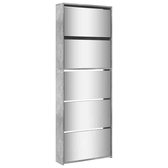 Calvi Shoe Storage Cabinet 5 Mirror Layers In Concrete Effect