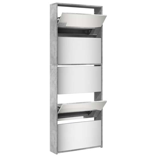 Calvi Shoe Storage Cabinet 5 Mirror Layers In Concrete Effect