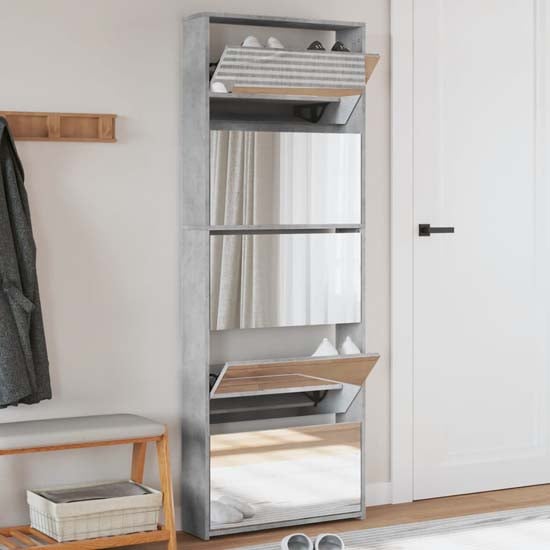 Read more about Calvi shoe storage cabinet 5 mirror layers in concrete effect