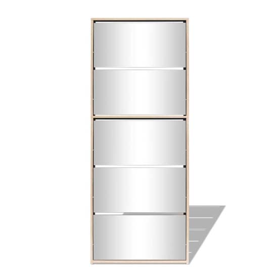 Calvi Wooden Shoe Storage Cabinet With 5 Mirror Layers In Oak