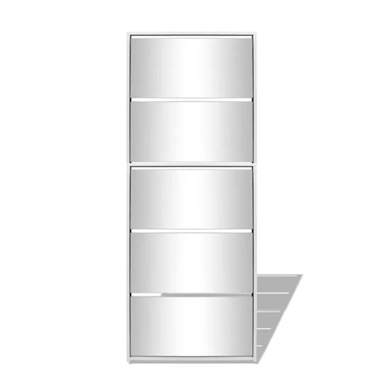 Calvi Wooden Shoe Storage Cabinet With 5 Mirror Layers In White