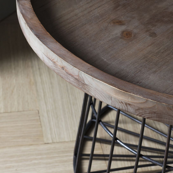 Calvia Wooden Coffee Table With Gun Metal Frame In Grey Natural
