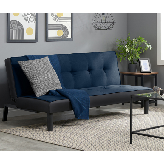 Read more about Calvin velvet fabric sofa bed in midnight blue