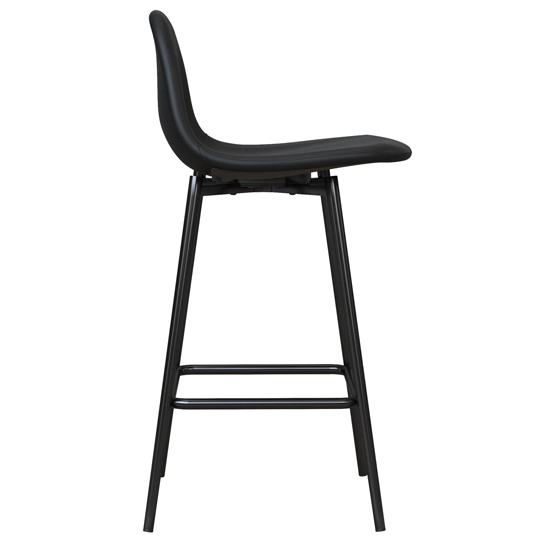 Calving Faux Leather Bar Chair With Black Metal Legs In Black