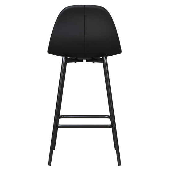 Calving Faux Leather Bar Chair With Black Metal Legs In Black