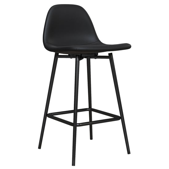 Product photograph of Calving Faux Leather Bar Chair With Black Metal Legs In Black from Furniture in Fashion