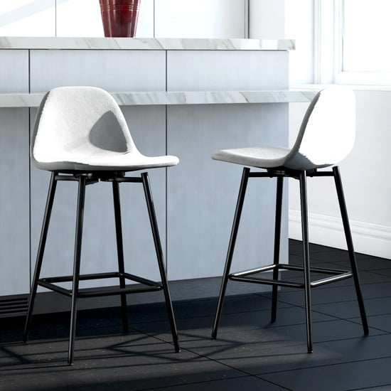 Calving Velvet Bar Chair With Black Metal Legs In Grey