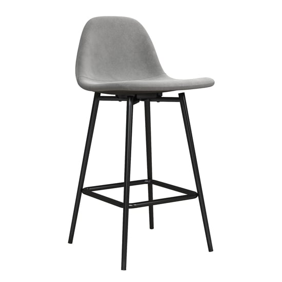 Read more about Calving velvet bar chair with black metal legs in grey