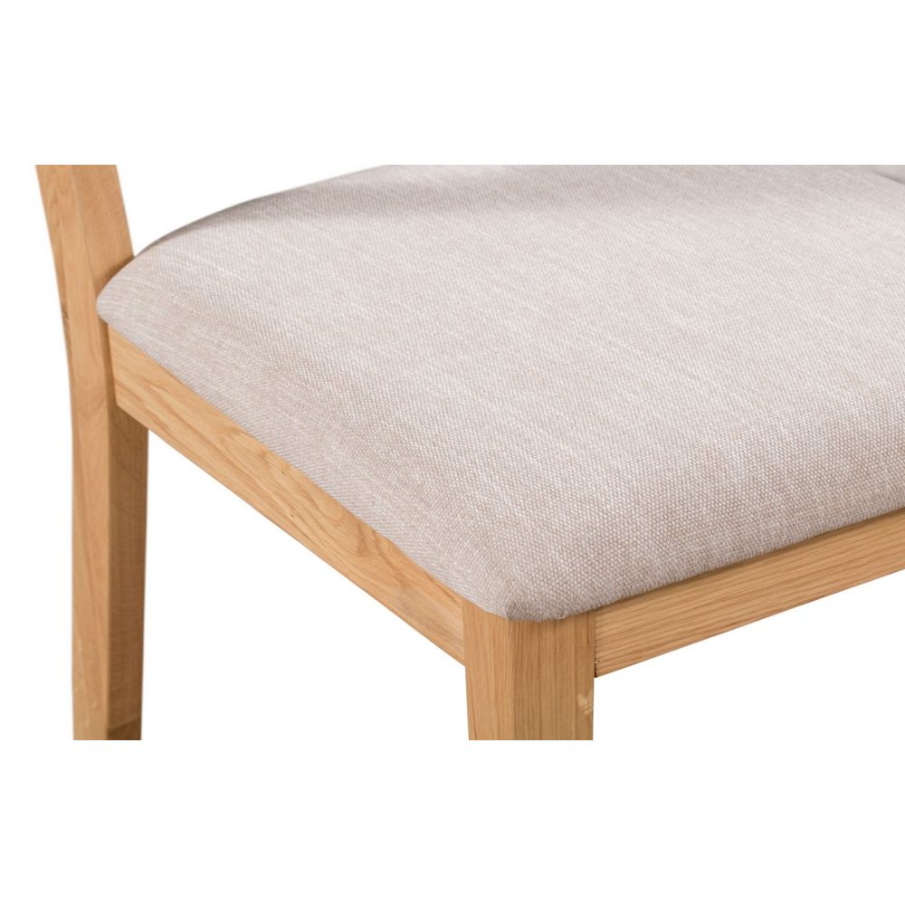 Camber Waxed Oak Wooden Dining Chairs With Linen Seat In Pair