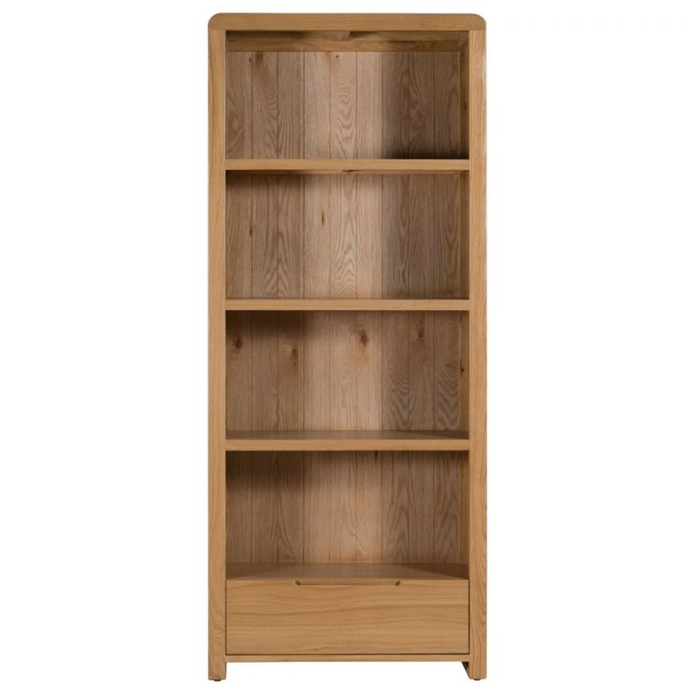 Camber Wooden Bookcase With 1 Drawer In Waxed Oak