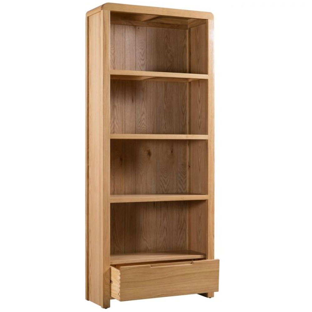 Camber Wooden Bookcase With 1 Drawer In Waxed Oak
