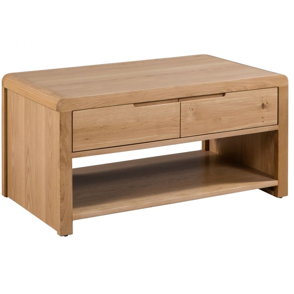 Read more about Camber wooden coffee table with 2 drawers in waxed oak