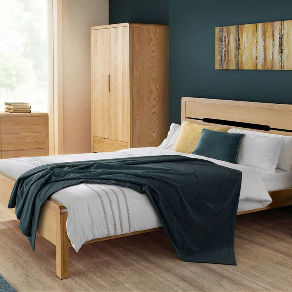 Camber Wooden King Size Bed In Waxed Oak