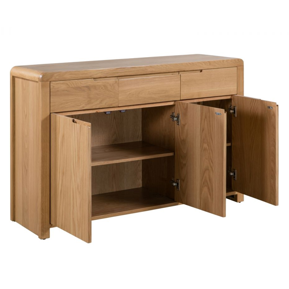 Camber Wooden Sideboard With 3 Doors 3 Drawers In Waxed Oak