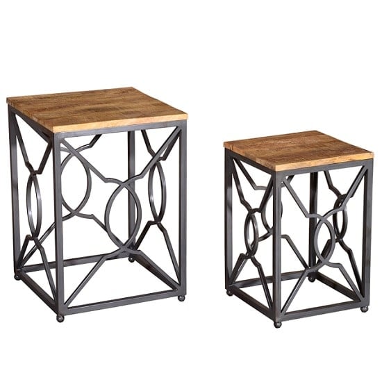 Cambourne Wooden Nest Of Tables In Acacia And Metal Frame Furniture in Fashion